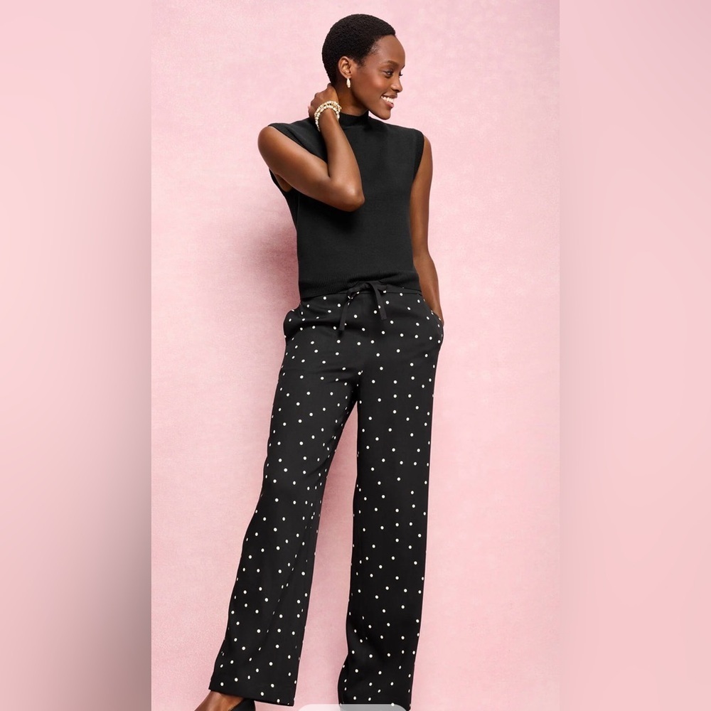 NWT Talbots WIDE LEG PULL-ON PANTS - LUMINOUS DOTS Size Small
